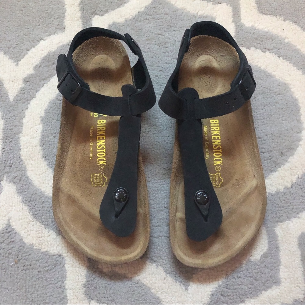 Birkenstock Kairo Thong Black Leather Sandal
